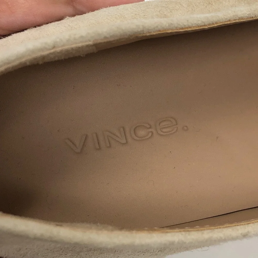 Vince Upton Espadrilles Platform Flats Womens 5 Cappuccino Beige Suede Leather
